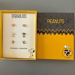Peanuts 75th Anniversary Earrings Set - Silver, Gold, and Pink